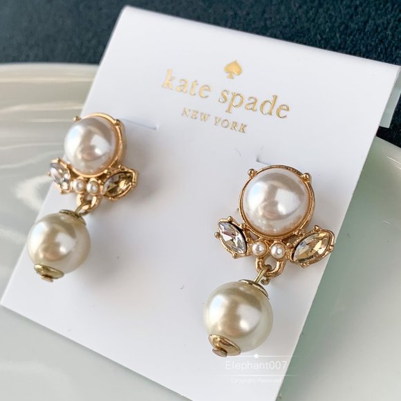 Kate Spade earrings gold pearl crystal earrings - Picture 4 of 4